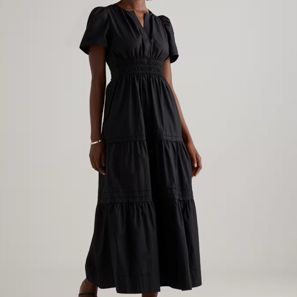 Quince 100% Organic Cotton Poplin Tiered Maxi Dress